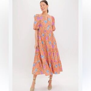 New Hyacinth House x Tuckernuck “Cisco” Orange Multi Floral Maxi Dress